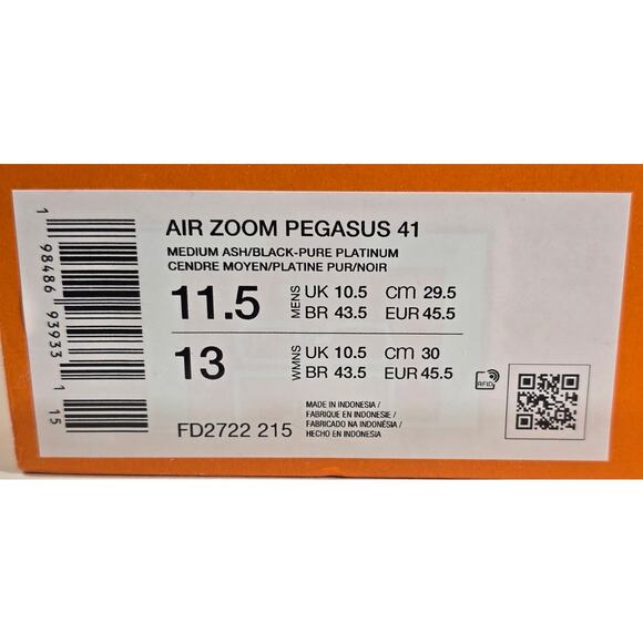 Nike Air Zoom Pegasus 41 Running Shoes Men\'s 11.5 Black Gray FD2722-215 NEW main image 12